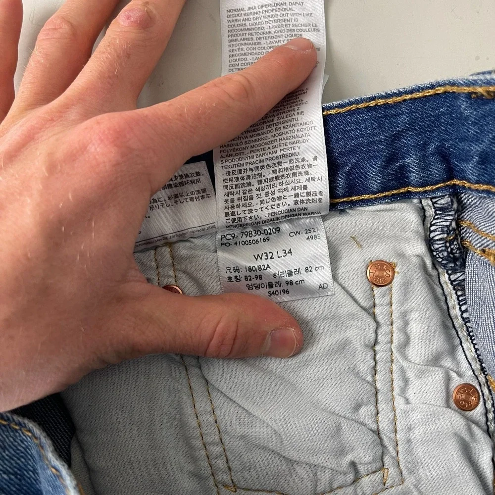 Levis Jeans Mens 32x34 Blue 501 '93 Straight Button Fly Denim Grunge 90s Skater